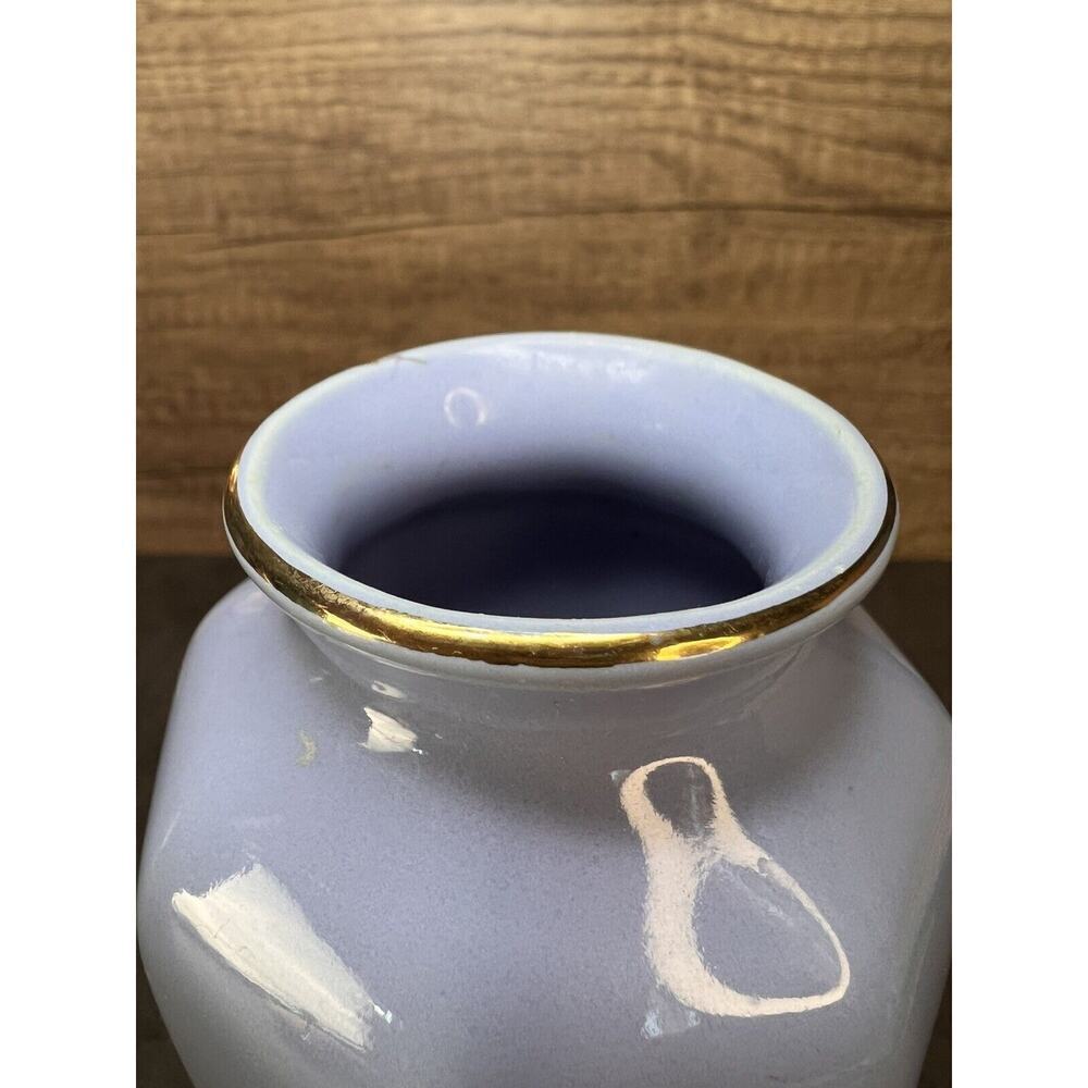 Vintage Otagiri Japan Periwinkle Irises Flower Bud Vase Medium - Picture 4 of 13